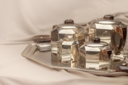 5-delig art deco koffie- en theeservies Gioconda, zilver.