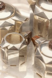 5-delig art deco koffie- en theeservies Gioconda, zilver.