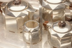 5-delig art deco koffie- en theeservies Gioconda, zilver.