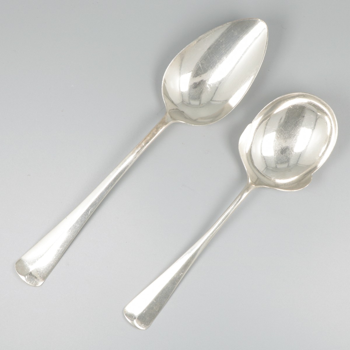 Aardappel-lepel & groentelepel Haags lofje zilver.