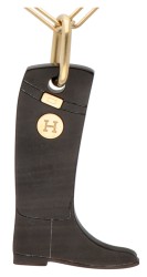 Hermès rijlaars hanger aan verguld collier.