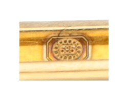 14K Geelgouden staafbroche met simili.