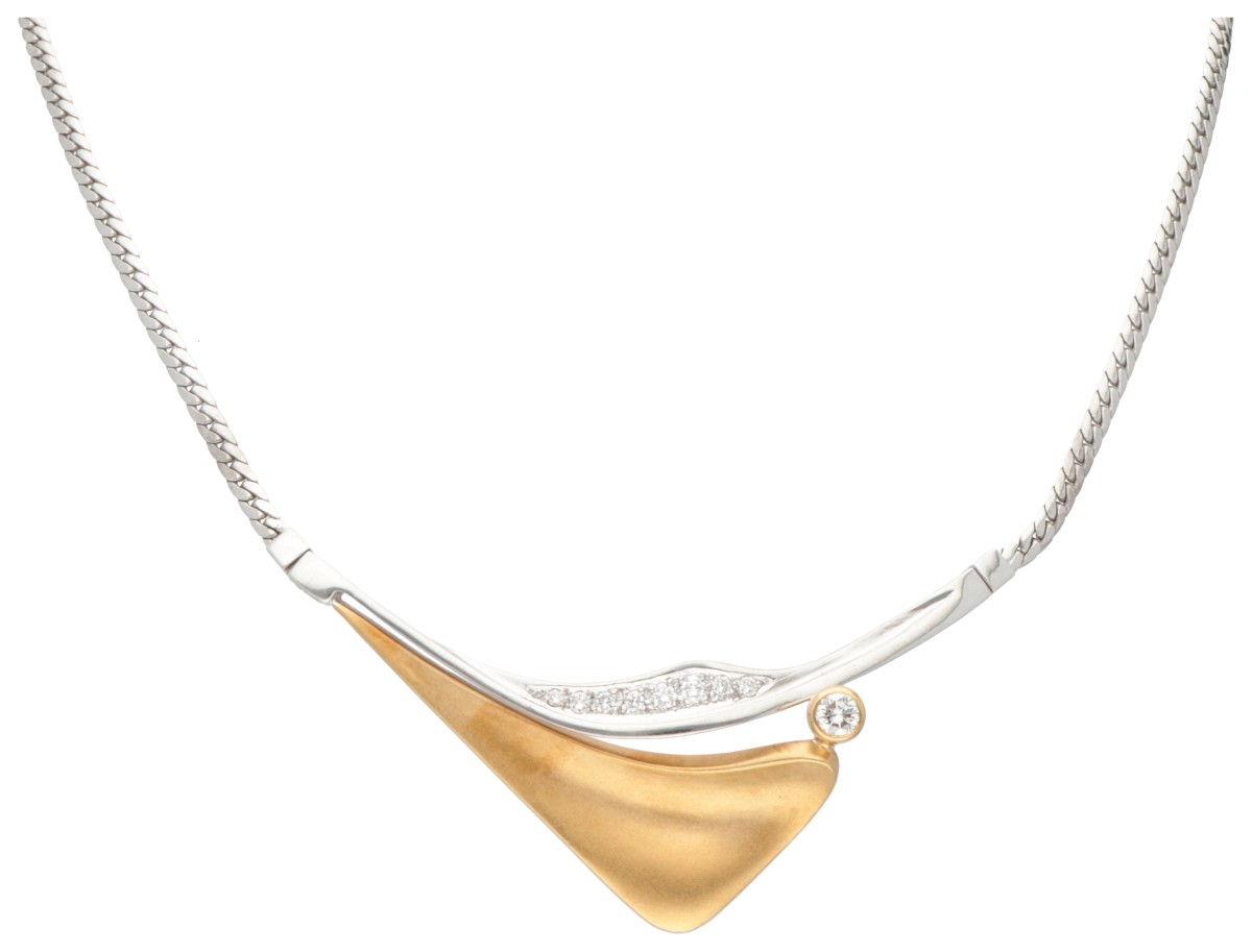 18K Bicolour gouden design collier bezet met ca. 0.85 ct. diamant.