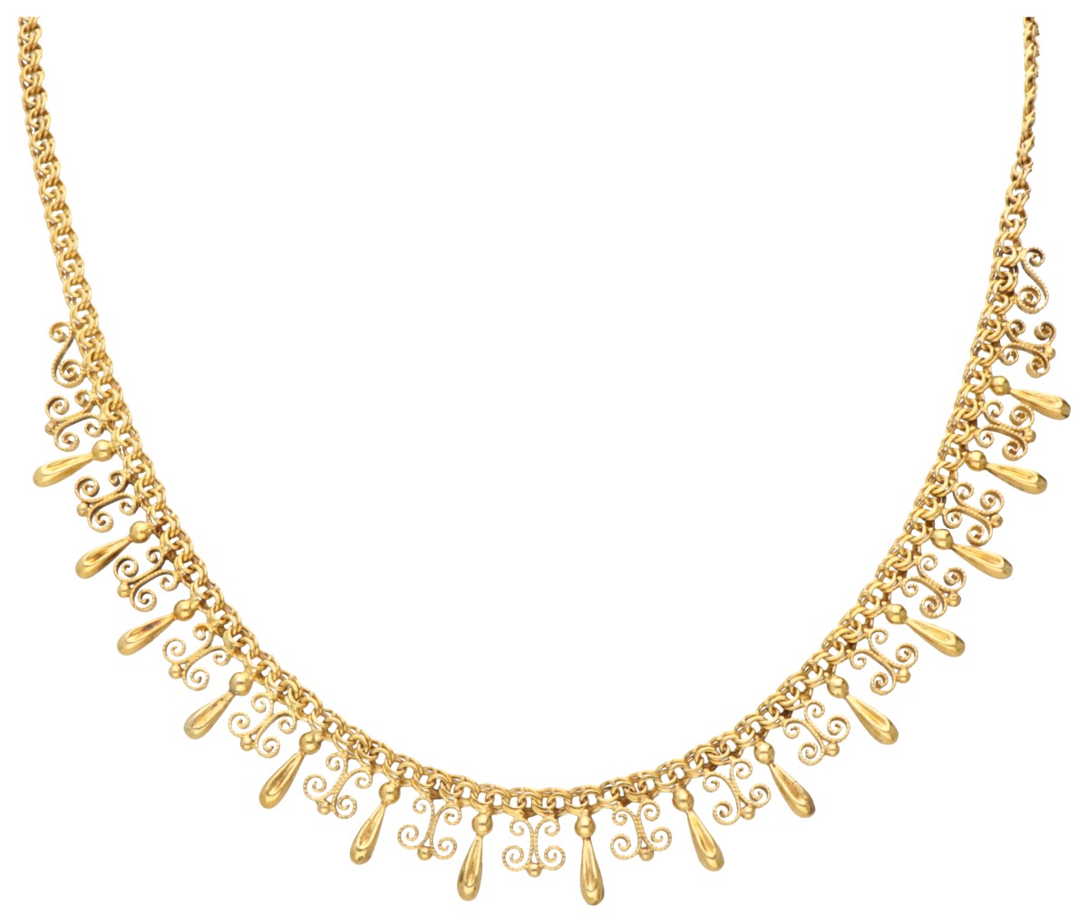 14K Geelgouden filigrain collier.