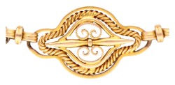 18K Geelgouden Franse antieke schakelarmband van filigrain.