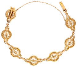 18K Geelgouden Franse antieke schakelarmband van filigrain.