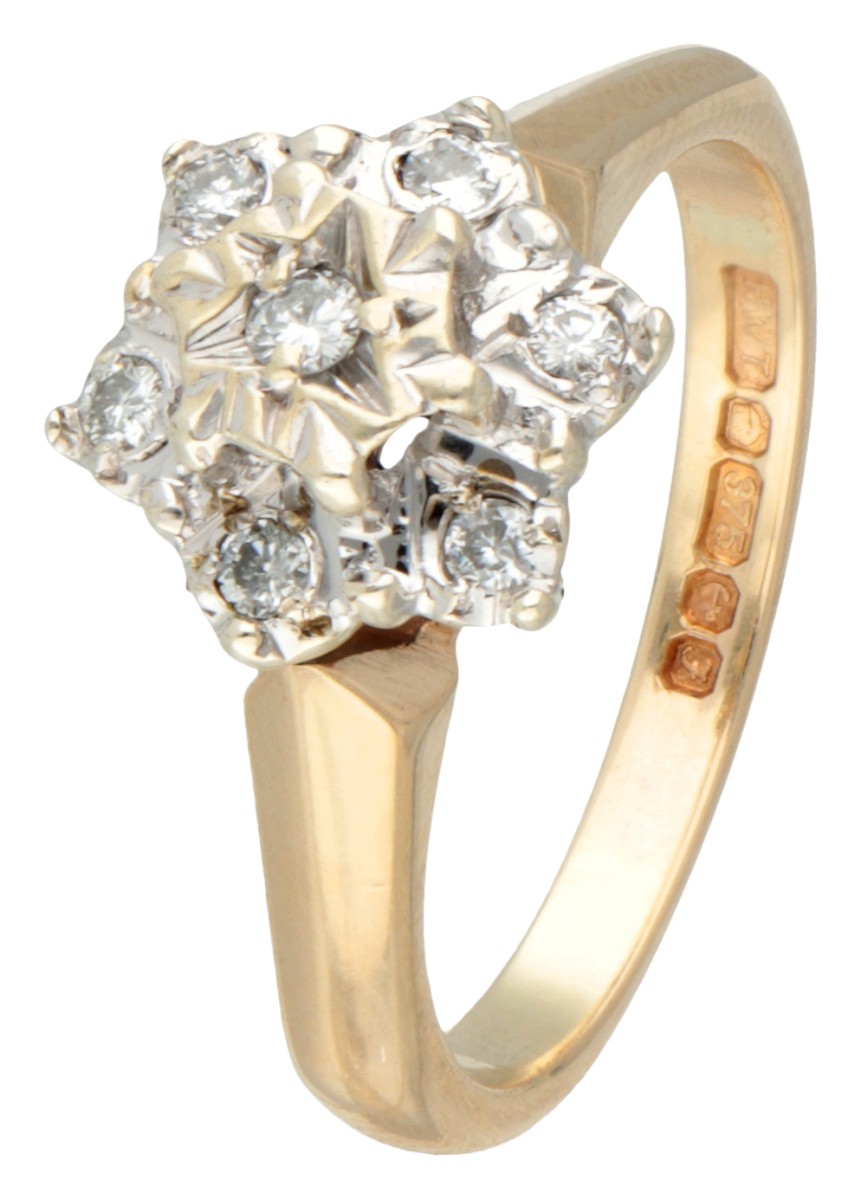 BWG 9K geelgouden entourage ring met diamant.