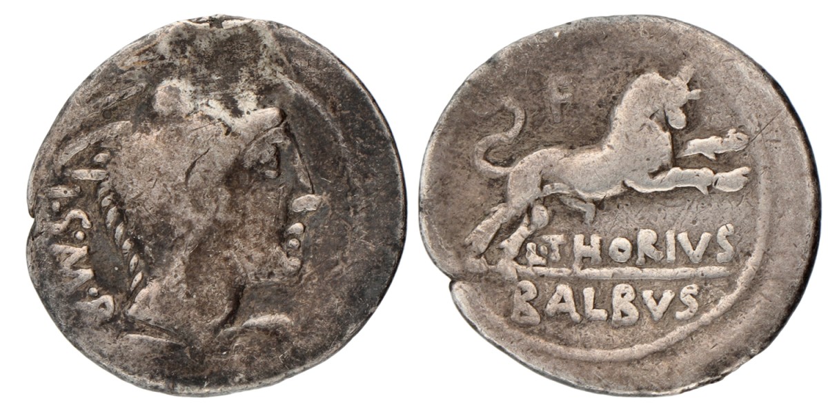 Roman Republic. L. Thorius Balbus. Denarius. N.D. (100 - 95 BC).