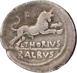 Roman Republic. L. Thorius Balbus. Denarius. N.D. (100 - 95 BC).