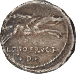 Roman Republic. L. Calpurius Piso L.f. Frugi. Denarius. N.D. (90 - 89 BC).