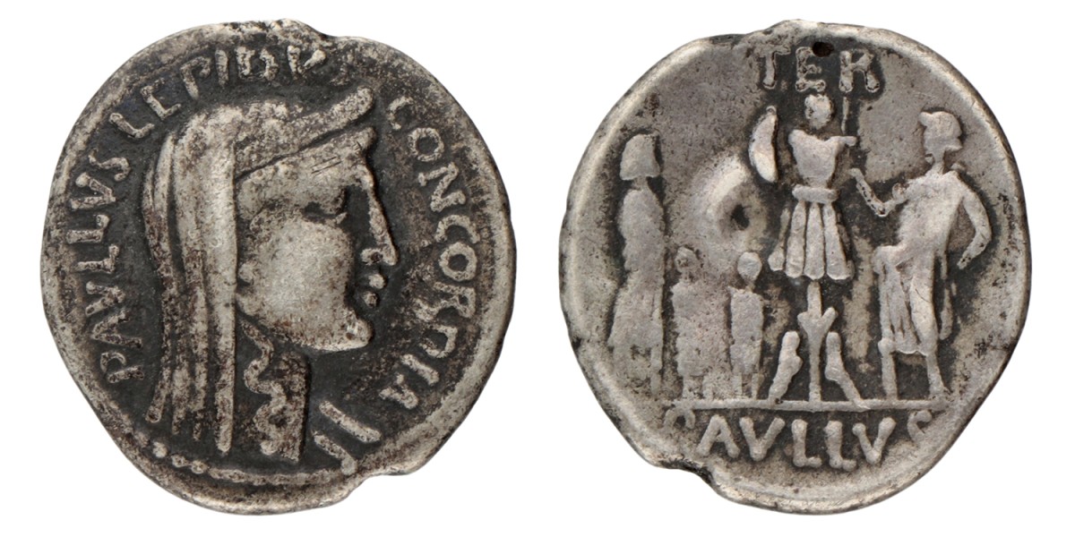 Roman Republic. Paullus Aemilius Lepidus. Denarius. N.D. (55 BC).