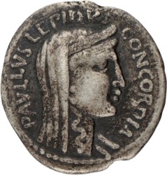 Roman Republic. Paullus Aemilius Lepidus. Denarius. N.D. (55 BC).