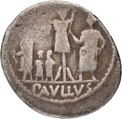 Roman Republic. Paullus Aemilius Lepidus. Deanarius. N.D. (55 BC).