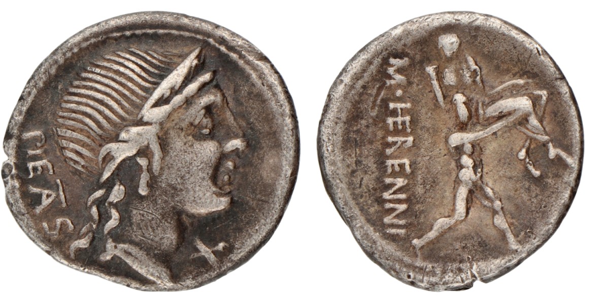 Roman Republic. M. Herenius. Denarius. N.D. (101 BC).