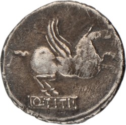 Roman Republic. Q. Titius. Denarius. N.D. (90 BC).