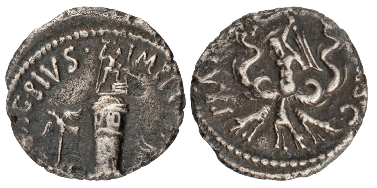 Roman Republic. Sextus Pompeius Pius. Denarius. N.D. (46 - 36 BC).