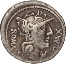 Roman Republic. Q. Fabius Maximus. Denarius. N.D. (127 BC).