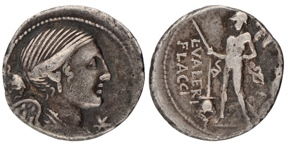 Roman Republic. L. Valerius Flaccus. Denarius. N.D. (108 - 107 BC).