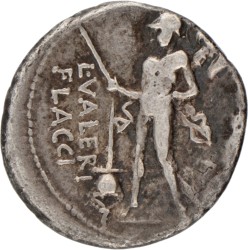 Roman Republic. L. Valerius Flaccus. Denarius. N.D. (108 - 107 BC).