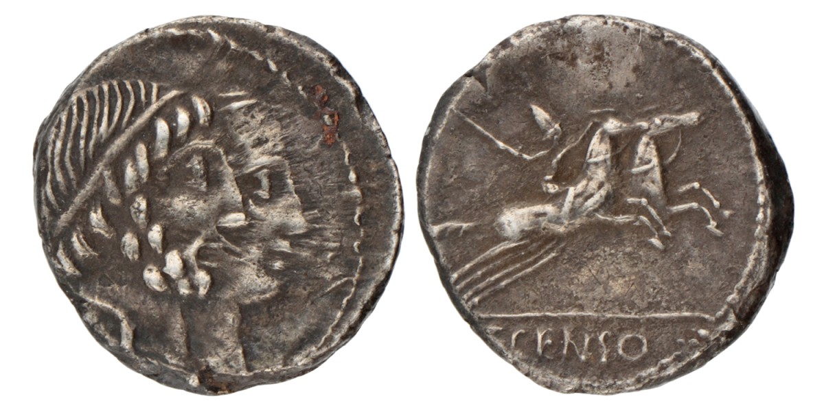 Roman Republic. C. Marsius Censorinus. Denarius. N.D. (88 BC).