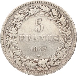 Belgium. Leopold I. 5 Francs. 1847.