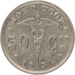 Belgium. Albert I. 50 Centimes. 1934 - Fl.