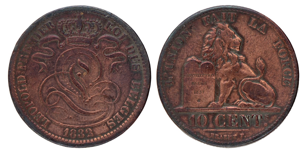 Belgium. Leopold I. 10 Centimes. 1832/3_.