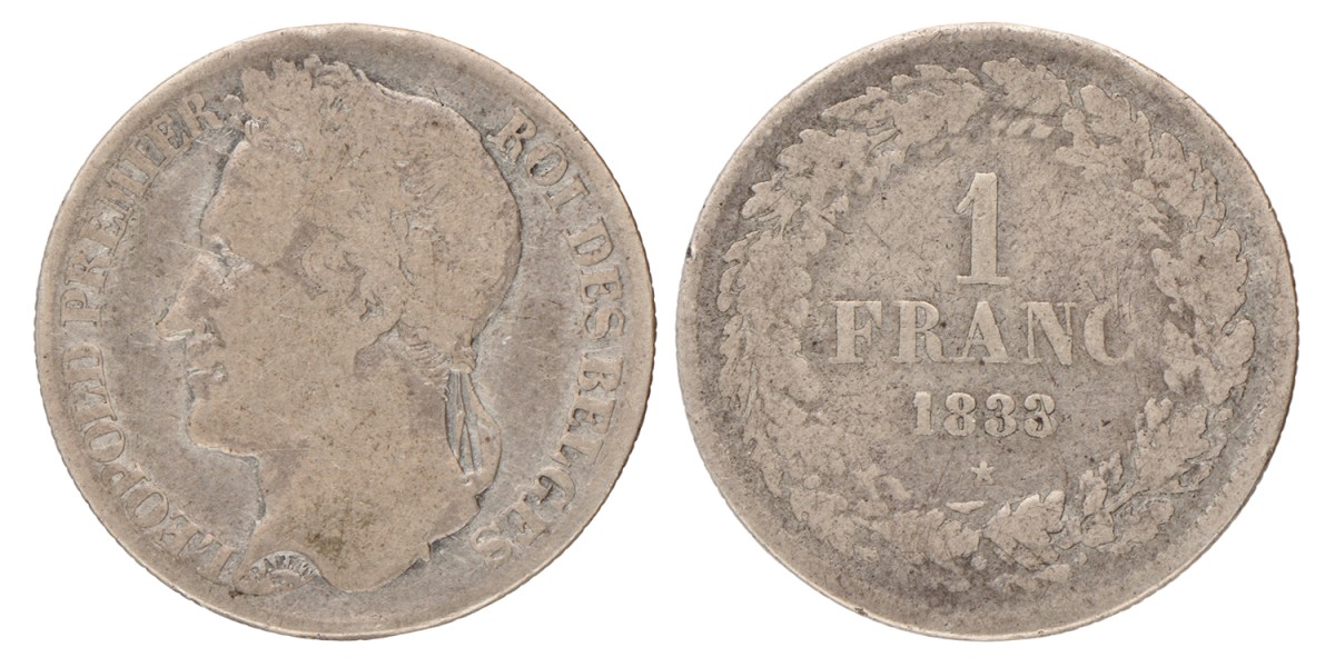 Belgium. Leopold I. 1 Franc. 1833.