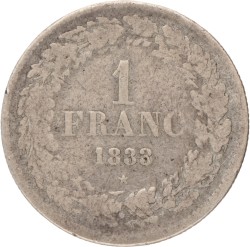 Belgium. Leopold I. 1 Franc. 1833.