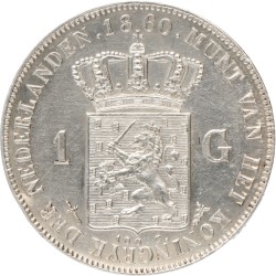 1 Gulden. Willem III. 1860. UNC -.