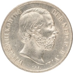 1 Gulden. Willem III. 1855. UNC -.