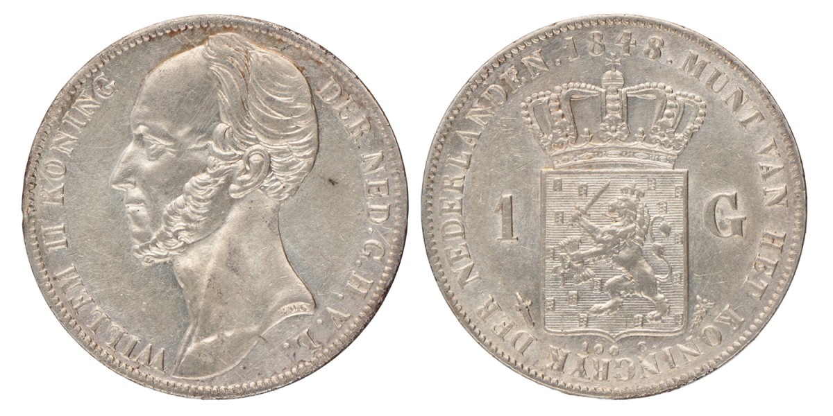 1 gulden. Willem II. 1848. Prachtig -.