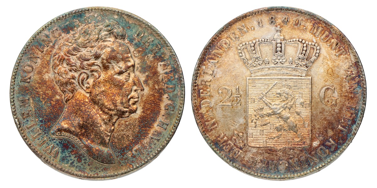 2½ gulden. Willem I. 1840. Zeer Fraai / Prachtig.