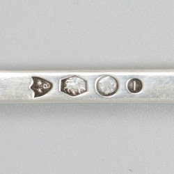 6-delige set dinerlepels zilver.