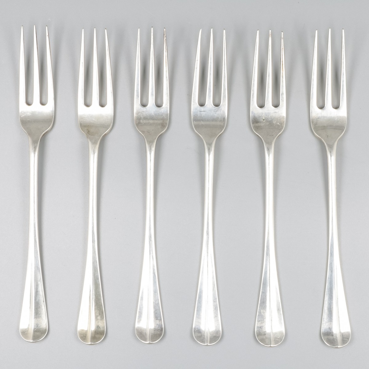 6-delige set vorken zilver.