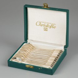 Christofle 12-delige set oestervorken, model Vendome, verzilverd.