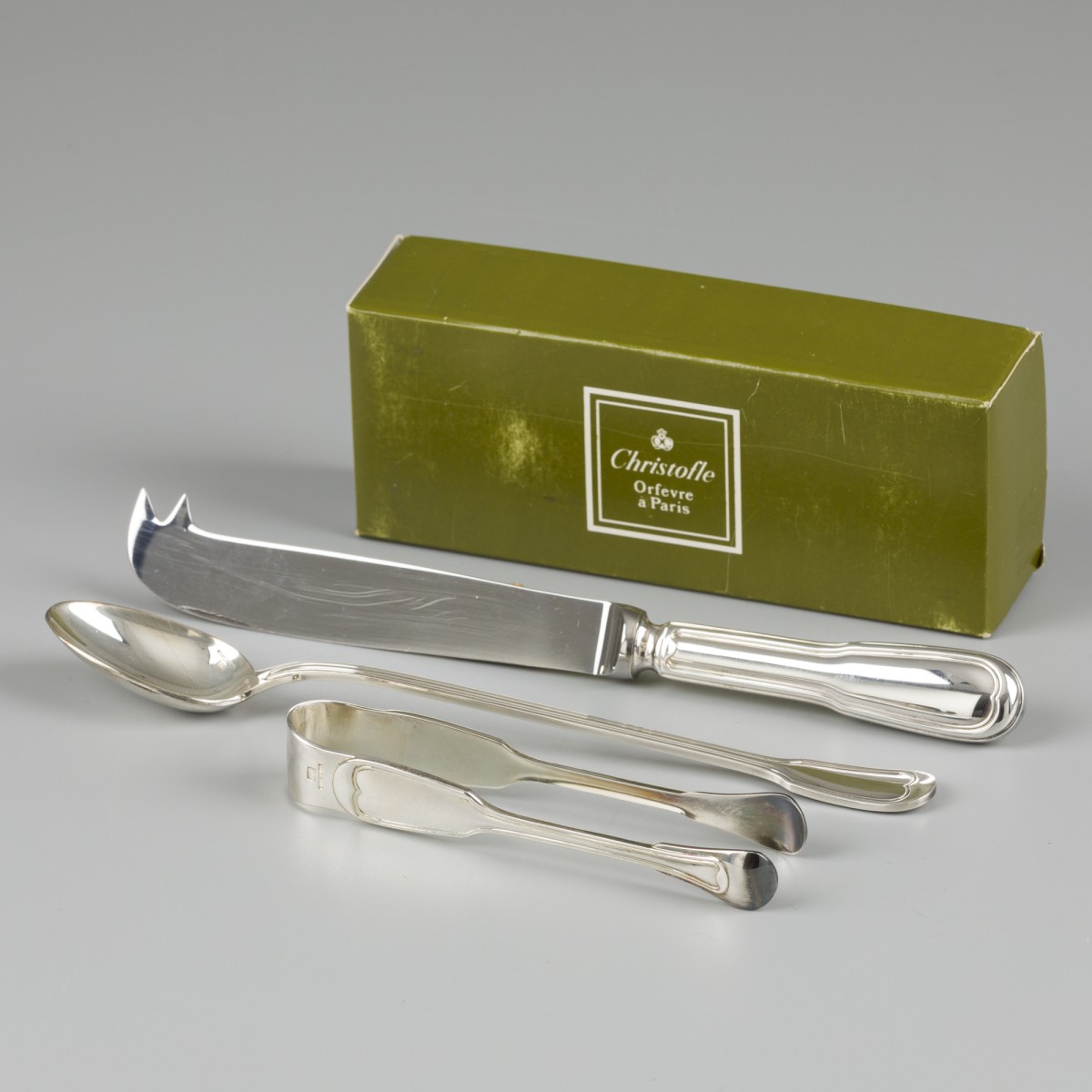 Christofle 3-delig lot, model Chinon, verzilverd.