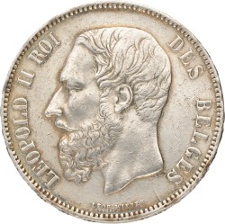 Belgium. Leopold II. 5 Francs. 1865.