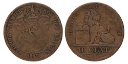 Belgium. Leopold I. 10 Centimes. 1847/37 without point.