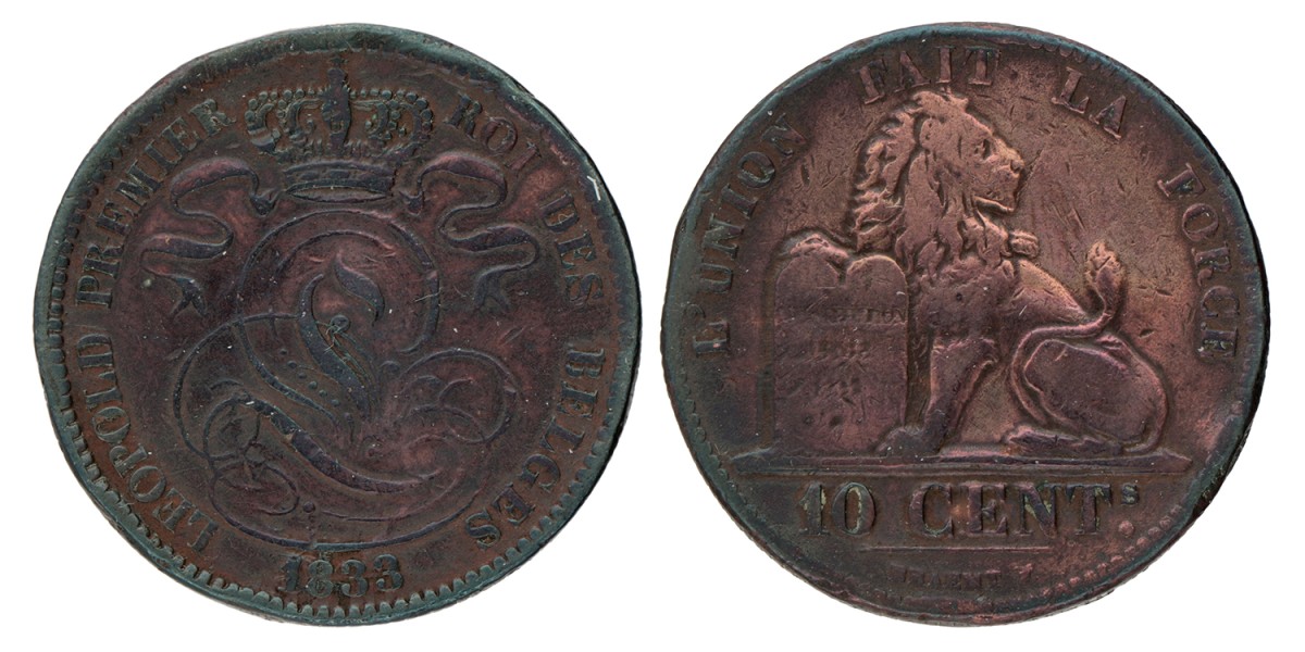 No reserve - Belgium. Leopold I. 10 Centimes. 1833.