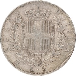 Italy. Kingdom. Vittorio Emanuele II. 5 Lire. 1876.