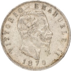 Italy. Kingdom. Vittorio Emanuele II. 5 Lire. 1870.