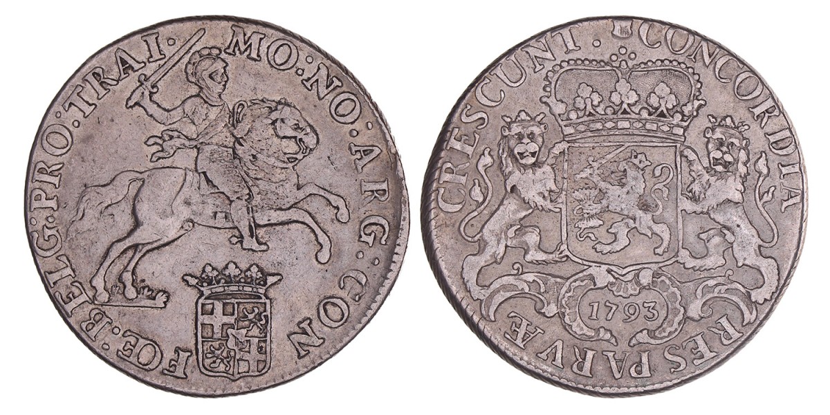Dukaton of zilveren Rijder Utrecht 1793. Zeer fraai -.