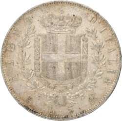 No reserve - Italy. Kingdom. Vittorio Emanuele II. 5 Lire. 1871.