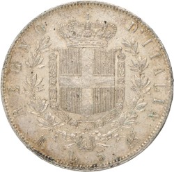 No reserve - Italy. Kingdom. Vittorio Emanuele II. 5 Lire. 1871.