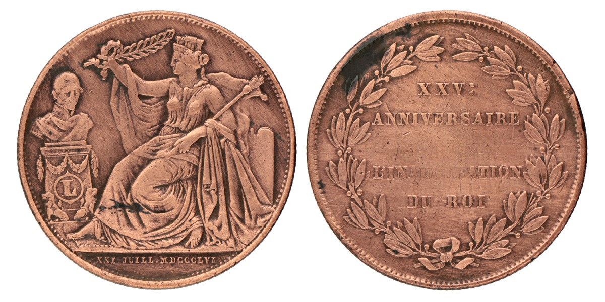 No reserve - Belgium. Leopold I. 5 Centimes - 25th anniversary of the inauguration of Leopold I. 1856.