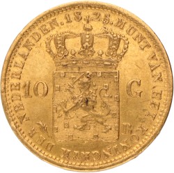 10 Gulden. Willem I. 1825 B. Zeer Fraai.