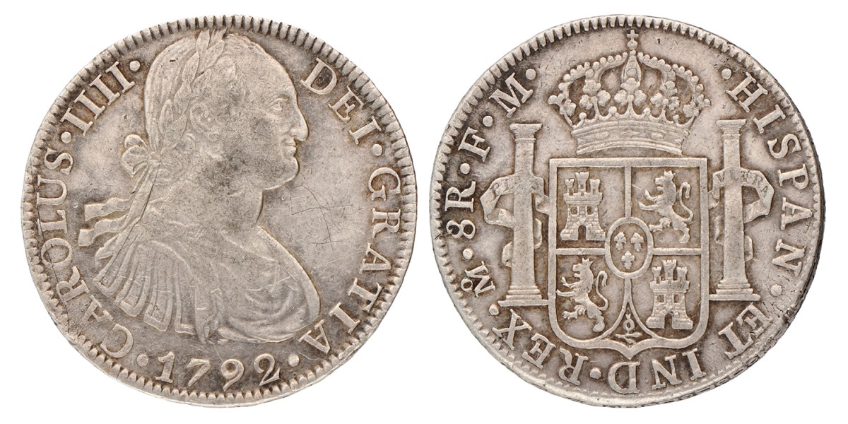 Mexico. Spanish colony. Charles IV. 8 Reales. 1792 Mo FM.