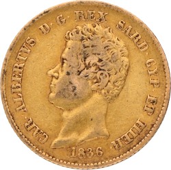 Italian States. Kingdom of Sardinia. Carlo Alberto. 20 Lire. 1836 P.