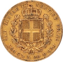 Italian States. Kingdom of Sardinia. Carlo Alberto. 20 Lire. 1836 P.